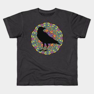 stained glass window raven Kids T-Shirt